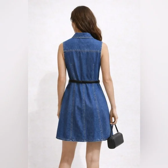 NWT Margaux Denim Dress with Belt by Wisteria - Picture 2 of 4